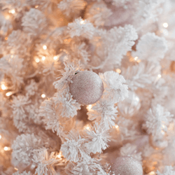 decorated Christmas tree in pink and white